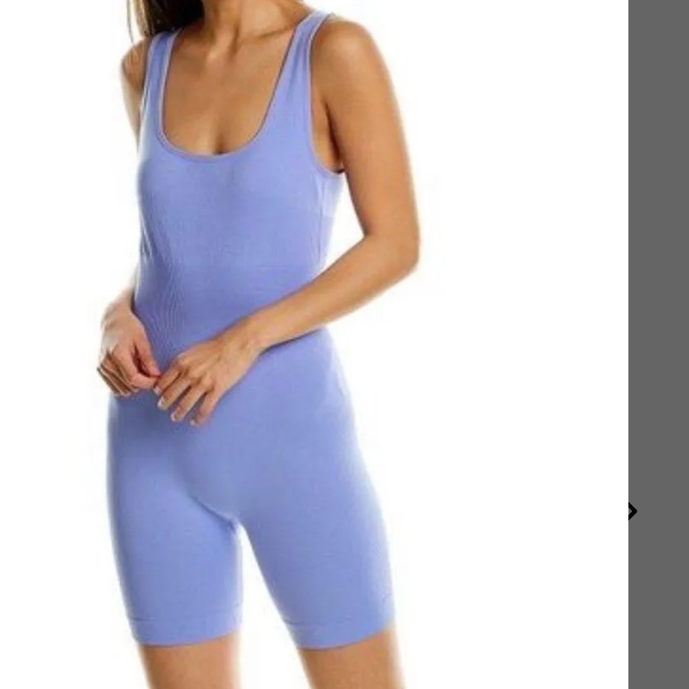 WeWoreWhat Periwinkle Ribbed Workout Romper